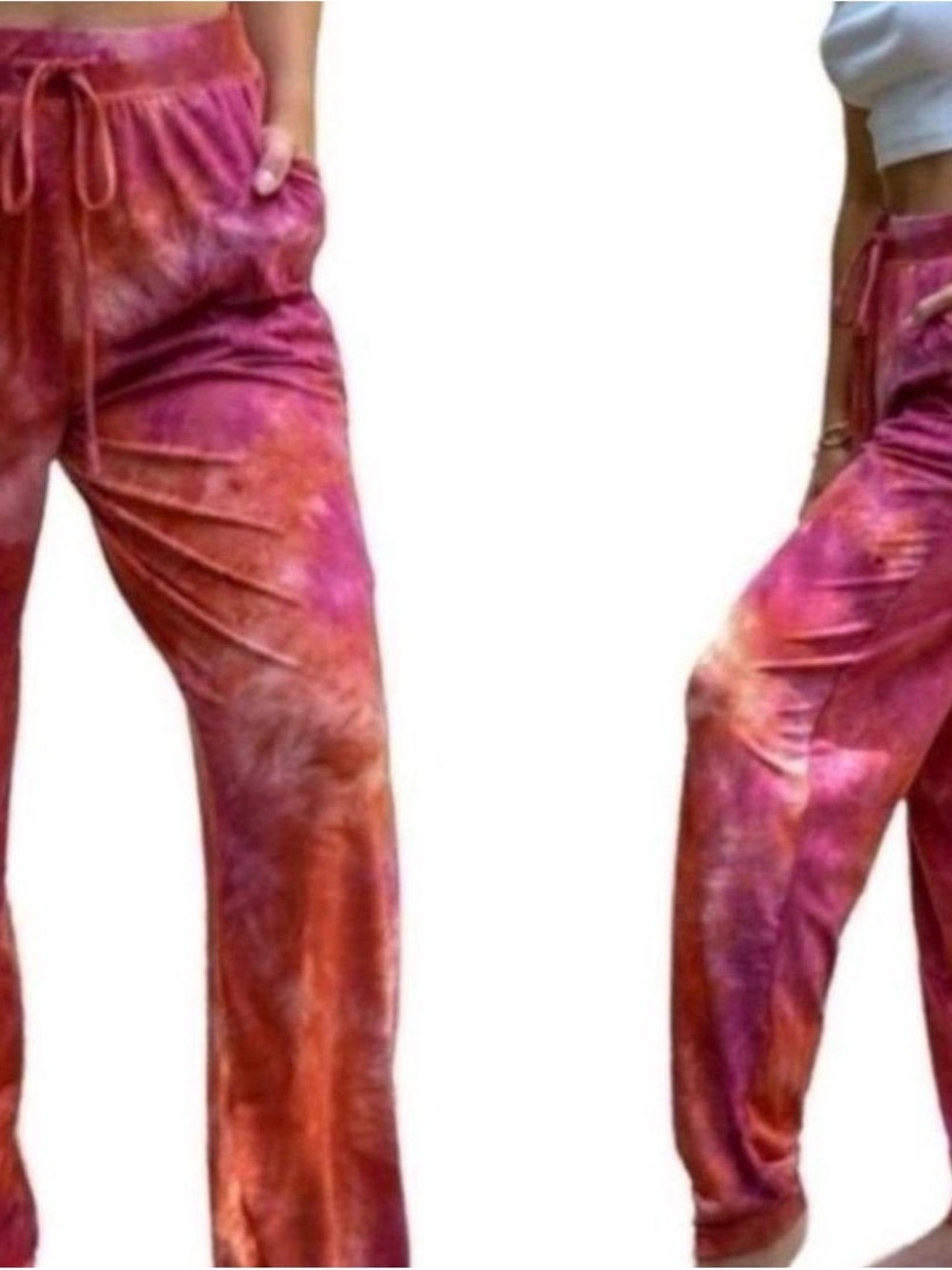 Tie-Dye Wide Leg Lounge Pants - Pink & Orange